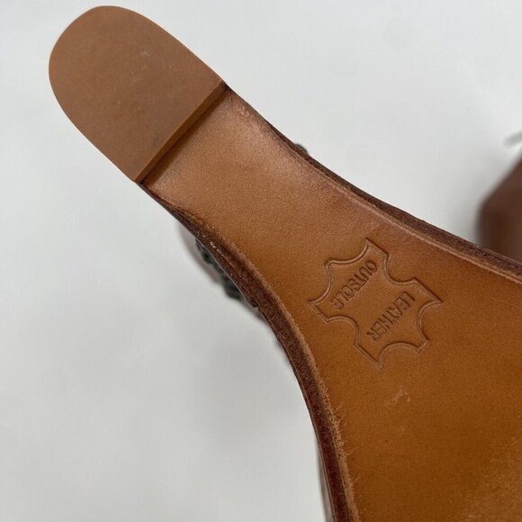 Eric Rutberg Sz 8 Transparent Metro Ankle Wrap Platform Wedge Brown Studded Boho - Picture 10 of 16